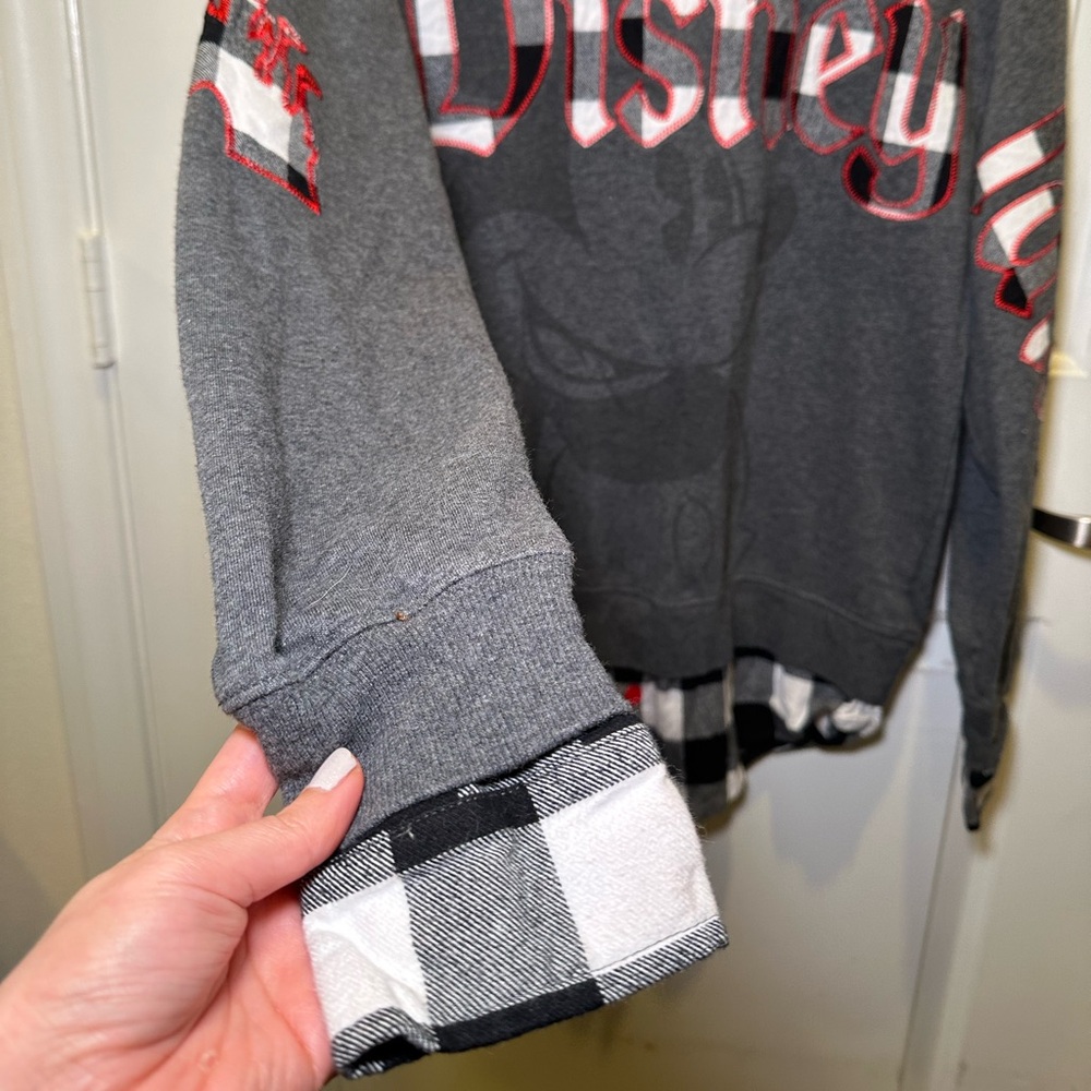 Like New Disneyland Mickey Mouse Buffalo Plaid Unisex Embroidered Sweater - Picture 3 of 13